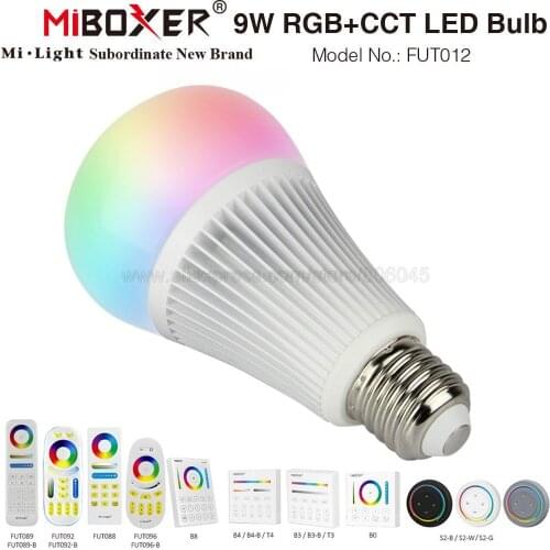 MiLight E27 9W RGB+CCT LED Bulb Spotlight FUT012 110V 220V Full Color Remote Control Smart Bulb WiFi Compatible 4-Zone Remote