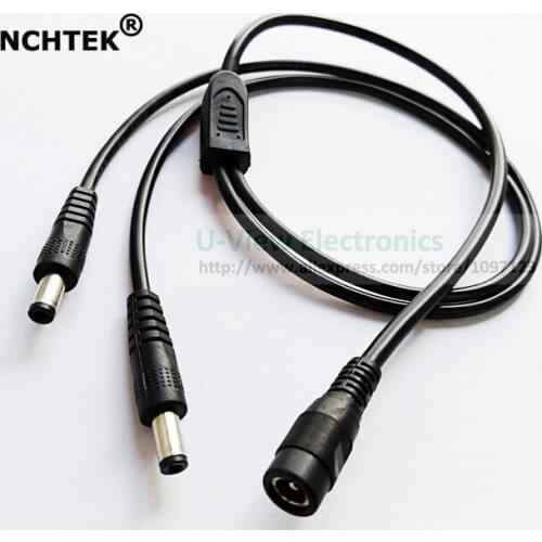 NCHTEK DC 5.5x2.1mm Female to Dual DC 5.5x2.1mm Male Plug CCTV Connector Adapter Cable About 70CM/Free Shipping/2PCS