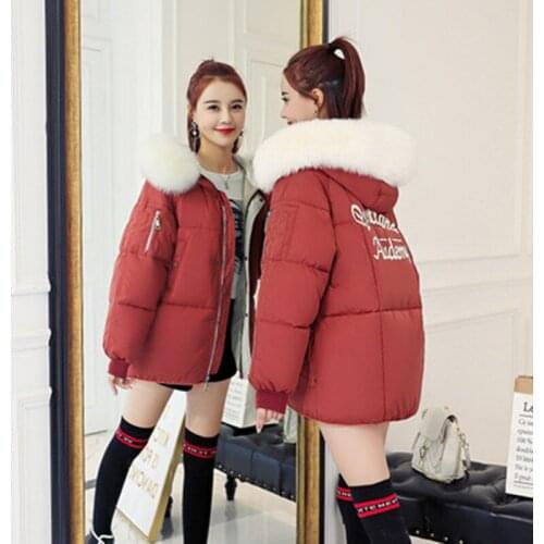 New Arrival 2020 Winter Coat Jacket Short Big Fur Collar Bread Style Jacket Warm Thick Cotton Jacket Jacket Female CC683