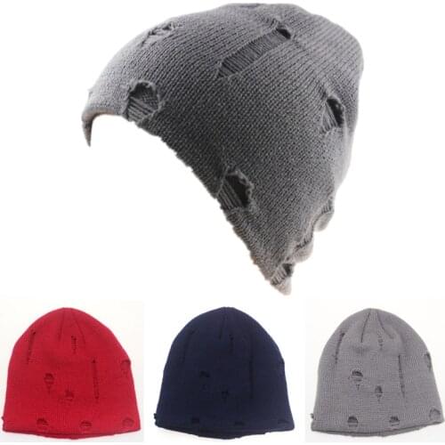 Autumn winter New Unisex Hole knitted hat Female fashion warm Street hip hop Skullies Beanies Men Leisure hedging cap Z190