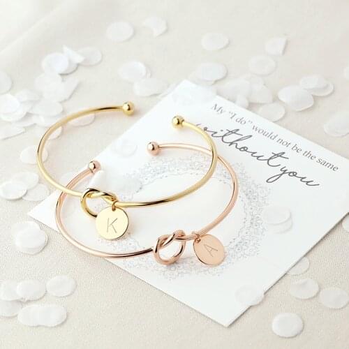 Personalize Knot Initial Bracelets Bangles A-Z 26 Letters Initial Charm Bracelet Love Bangles for Women Jewelry Pulseiras Gifts