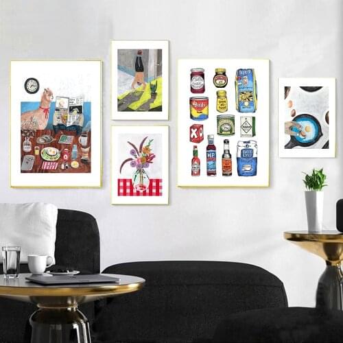Abstract Store Cupboard Cartoon Posters Wall Art Prints Food Coffe Canvas Painting For Dining Room Decor Flowers Decor Pictures
