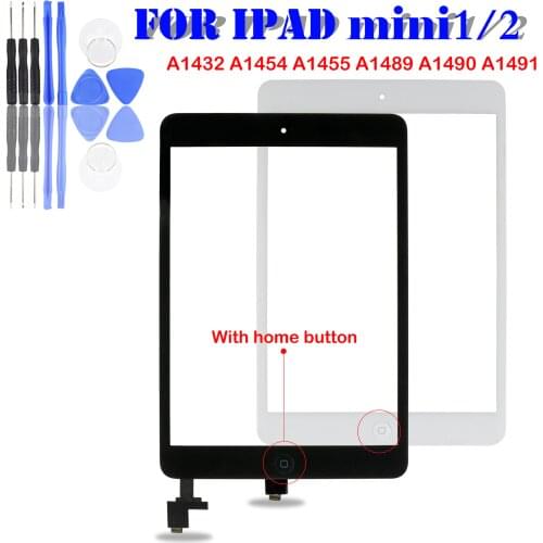 For iPad Mini 2 1 Touch Screen Digitizer with Home Button for iPad Mini1 A1432 A1454 A1455 ipad Mini2 A1489 A1490 A1491 Glass