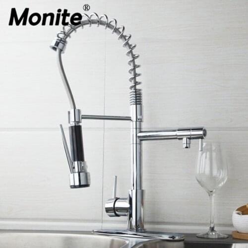 Kitchen Sink Faucet Chrome Pull Down Swivel Spout Cover Plate Hose Water Tap Vessel Torneira Cozinha Faucet Mixer Tap