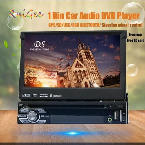Universal 1Din 7" Detachable Car Audio DVD Player GPS Navigation Stereo 1 din Car Multimedia player Radio Bluetooth free GPS map