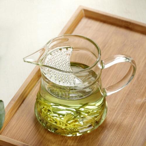 Super Thickened Glass Tea Pitcher Crystal Clear Chahai Eagle Mouth Teacup with Crescent shape Filter Tea Maker Tea Divider