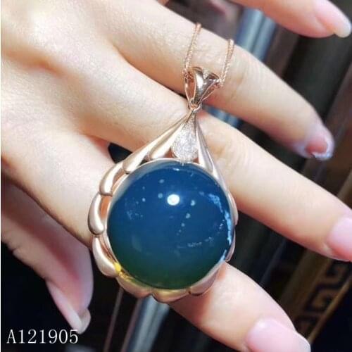 KJJEAXCMY boutique jewelry 925 sterling silver inlaid natural amber gemstone female luxury pendant necklace support test