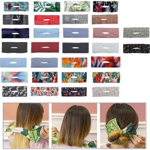 Women Summer Knotted Deft Bun Fashion Print Hair Bands Headband Easy To Use