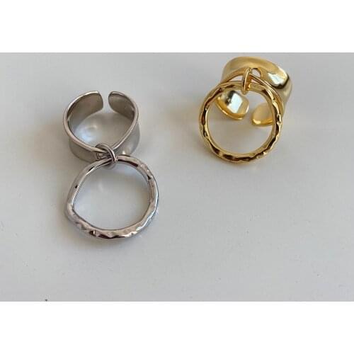 SHANICE S925 Sterling Silver Open Ring Irregular smooth Exaggeration Opening Rings for Women Girl Jewelry celebrity Punk Trendy