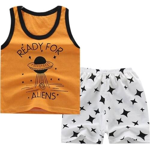 ZWF122 Cotton Boys Girls Suit Summer Sleeveless Vest Shorts 2pcs Suit Children Set Clothing Kids Bebe Toddler baby boy clothes