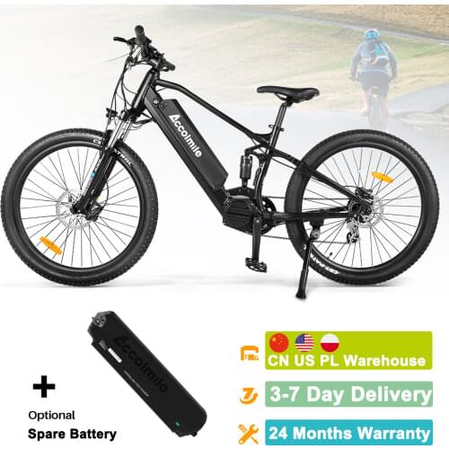 27.5inch Electric Mountain Bike 48V750W Bafang Mid Drive Motor Electric Bicycle Full Suspension MTB E-Bike EU US Stock NO TAX