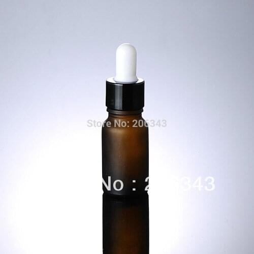 10ml brown frosted bottle with black collar white bulb ,glass dropper ,for cosmeticl packaging