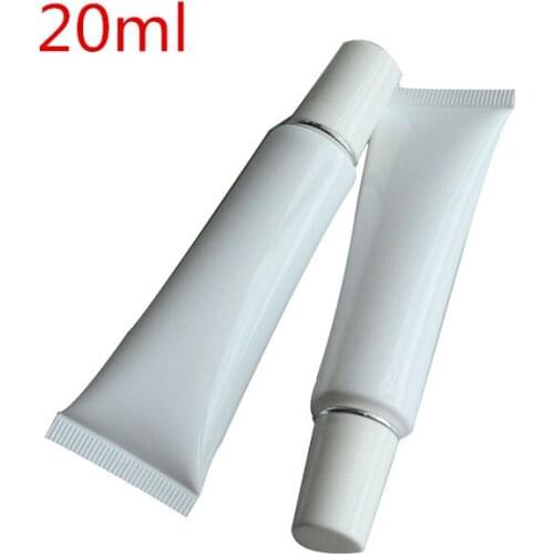 100Pc White Cosmetic Soft Bottle Squeeze Cream Tube With Silver line Edge Screw Cap Outdoor Activity Portable Make up Tools 20ml