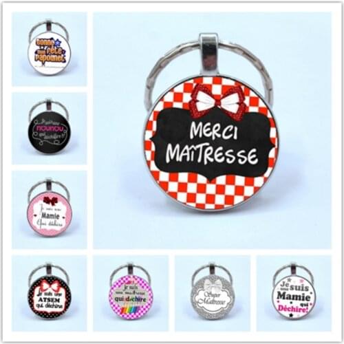 2019 Fashion Quote I Am A Mistress Who Dechire key chain jewelry merci maitresse Glass Cabochon Keyring Gift for Women Pendant