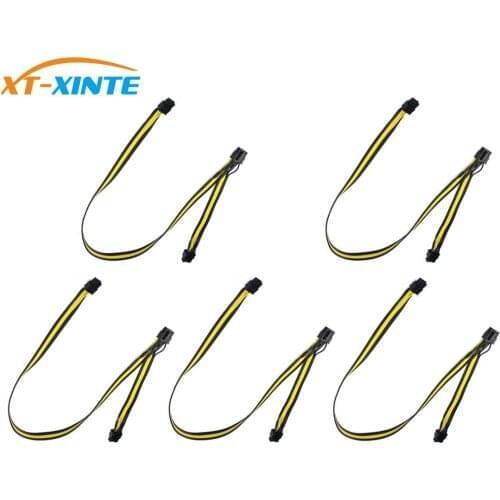 5Pcs Modular PSU Power Supply Cables PCI e 6pin to 2 PCI-e 8 pin 6+2pin PCI Express Internal Splitter Ribbon Miner Cable