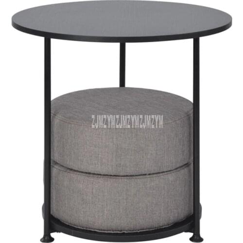 55cm Nordic Round Table With 2PCS Floor Seat Cushion Modern Simple Design Tea Coffee Table Wood Desktop Carbon Steel Bracket