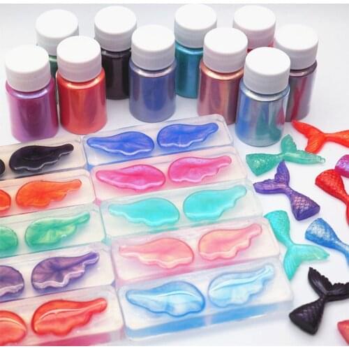 6 Color Cosmetic Grade Resin Powder Natural Mica Mineral Pearlescent Pigment Soap Makeup Colorant Dye Jewelry Making