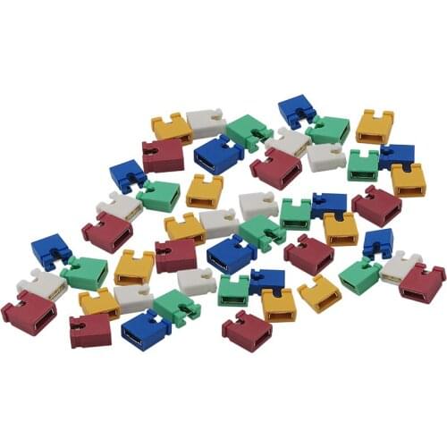 60PCS Six Colors 2.54mm Pin Header Standard Computer Jumper Block Connector for 3 1/2 Hard Disk Drive Motherboard Expansion Card