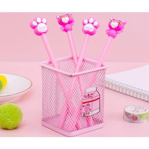 8 Pcs Creative Cartoon Pink Leopard Claw Student Gel Pen Black Student Gel Pen Stationery Wholesale