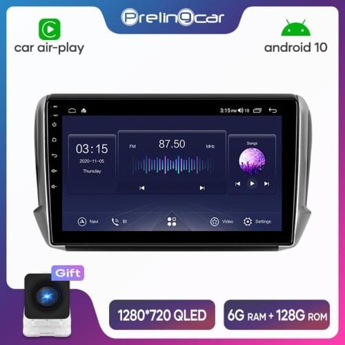 Prelingcar Android 10.0 Din Car Radio Multimedia Video Player Navigation GPS For Peugeot 2008 2015-2018 DSP