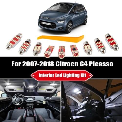 White Canbus Car LED Bulbs Interior Dome Map Light Kit For Citroen Accessories For C4 Picasso For C4 Grand Picasso (2007-2018)