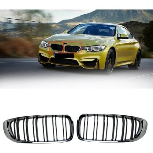 Car Chrome Gloss Black M Look Front Grill Fit For-BMW 4-Series F82 F80 F32 F36 F33 14-17