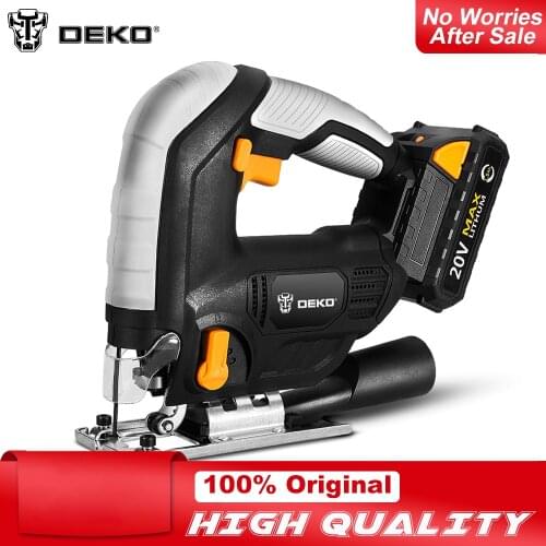 DEKO 20V Cordless Jig Saw LED light Adjustable Speed Electric Saw with Blades,Allen Wrench ,Metal Ruler