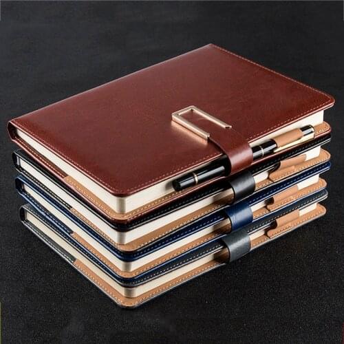 200 Pages A5 Size Notebook Business Office Work Planner Leather Notepad Office Stationery