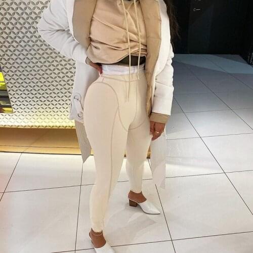 Casual Womens Pants Fitness High Waist Long Trousers Solid Color Has Stretch Sweatpants Women
