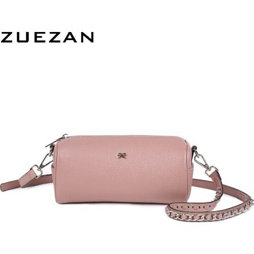 Chains, Barrel Shaped, 100% Real Cows skin, Women Genuine Leather Messenger Bag, Female Shoulder Cross-body Bag, T029