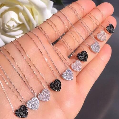 Gold Chain CZ Blue Heart Pendants Necklace Women Stainless Steel Bijoux Femme Girl Choker Necklace Minimalist Mothers Day Gift
