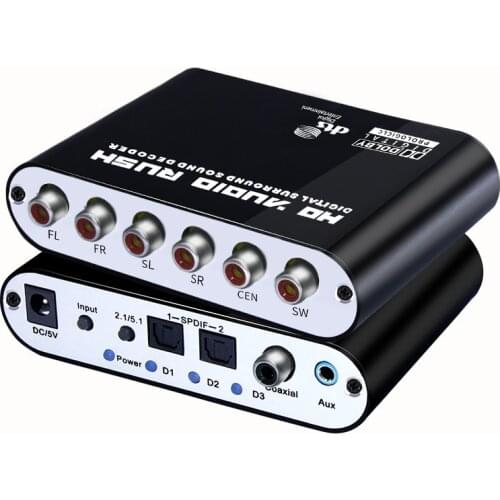 Digital 5.1 EU Audio Decoder Dolby Dts/Ac-3 Optical To 5.1-Channel RCA Analog Converter Sound Audio Adapter Amplifier Converter