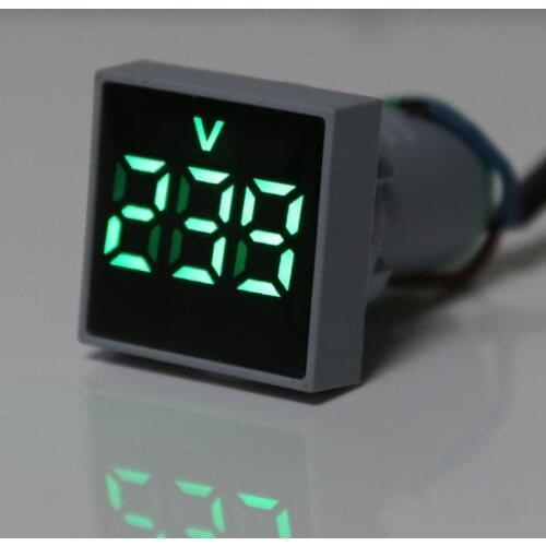 Square Voltmeter AC 20-500V Volt Meter Panel LED Digital Voltage Indicator Light 22mm Electrical durability≥30,000H