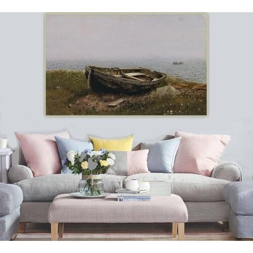 Citon Frederic Edwin Church《Abandoned Skiff》Canvas Art Oil Painting Artwork Poster Picture Backdrop Wall Decor Home Decoration