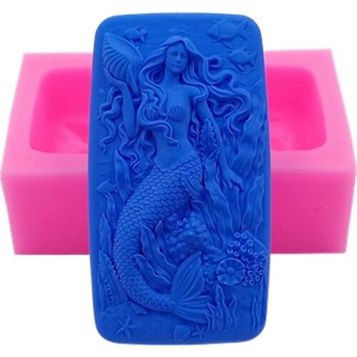 Mermaid Design Soap Mold Handmade Silicone Mold for Natural Soap Food Grade Cake Molds Aromatherapy Gypsum Resin Craft Molds