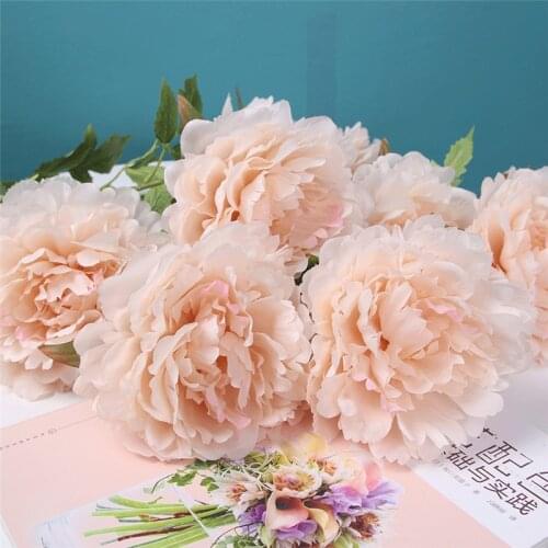 3 Heads Artificial Silk European Rose Flower Peony Flower Long Stem Fake Plastic Flowers Home Garden Party Wedding Decoration