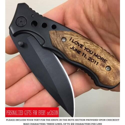 I Love You More Custom Engraved Pocket Knife Folding Blade Pocket Knife Camping Outdoor Knife Gift for Groom Boyfriend Dad