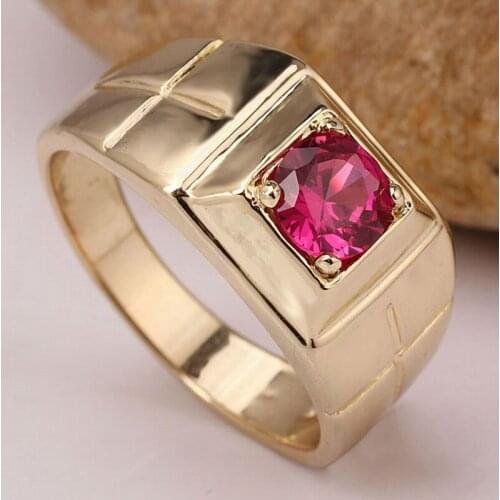 Men Jewelry Gold Color Solid 925 Silver Ring 6mm Round Cubic Zirconia CZ 3-color Available Multi Size10 11 13 R508G
