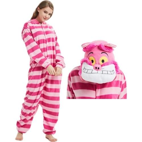Cheshire Cat Kigurumis Unisex Couple Animal Onesie Funny Pajama Jumpsuit Women Adult Cartoon Anime Pijama Overalls Festival Suit
