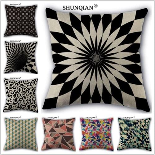 Linen Cotton Geometric mosaic pattern Pillow Cover Custom Print Home Decorative Pillows Cases 45x45cm one side WZ51630