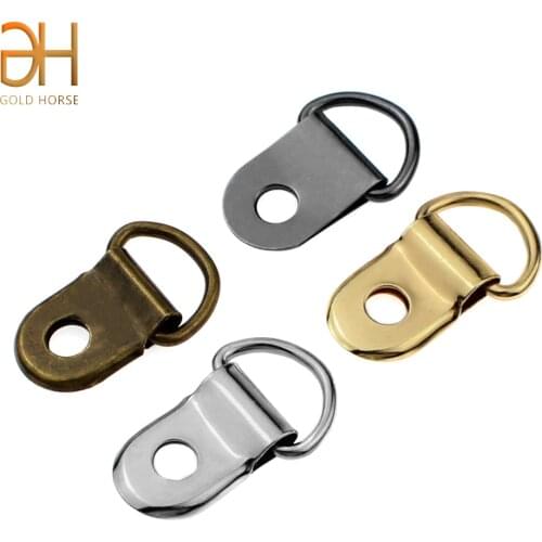 20Pcs 1CM Width Metal Copper D Ring Buckles Carabiner Installation Nail DIY Shoes Strap Buckle Bag Accessories Leather Craft