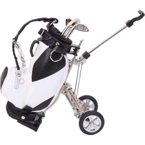 Mini Desktop Golf Souvenir Set with 3 Pens Shaped Golf Clubs a Miniature Golf Bag,Pen Holder Novelty Golf Gift Set