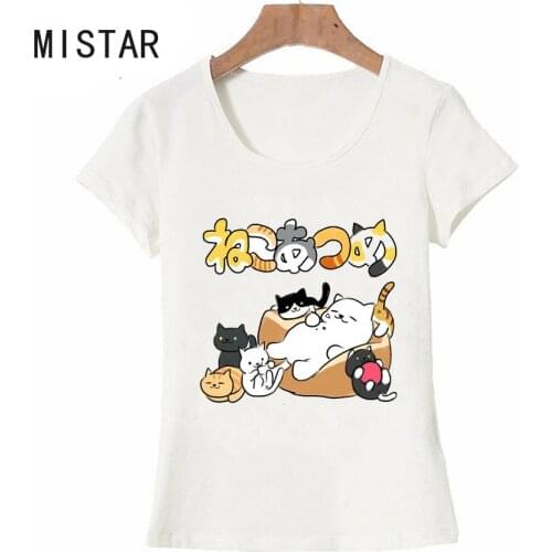 Fashion Cartoon Neko Atsume Sleepy Kitties T-Shirt Party Women T Shirt Funny Japanese Anime Cat Print Casual Tops Cute Girl Tee