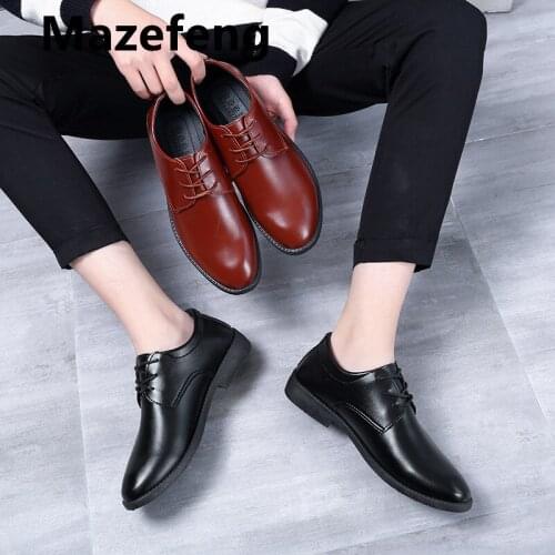 Mazefeng Men Dress Shoes Men Wedding Fashion Office Footwear High Quality Leather Comfy Business Men Formal Shoes 2021 Men Shoes
