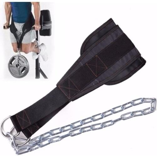 Nylon Weight Lifting Belt with Chain Dipping Belt for Pull Up Chin Up Kettlebell Barbell Fitness Bodybuilding Gym Belt