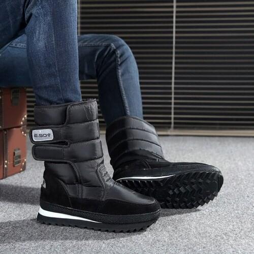 Winter new mid-tube warm waterproof and anti-ski boots plus velvet thick snow shoes mens cotton boots
