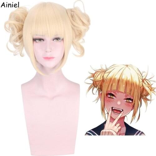 Anime My Hero Academia Himiko Toga Wig Cosplay Costumes Wig Accessories Short Light Gold Hair Halloween Costumes Unisex Girls