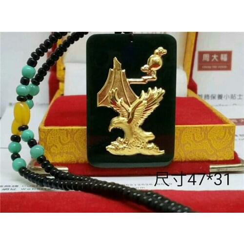 24K and Tian Yu Jin Jin Hong Mo jade pendant Pendant
