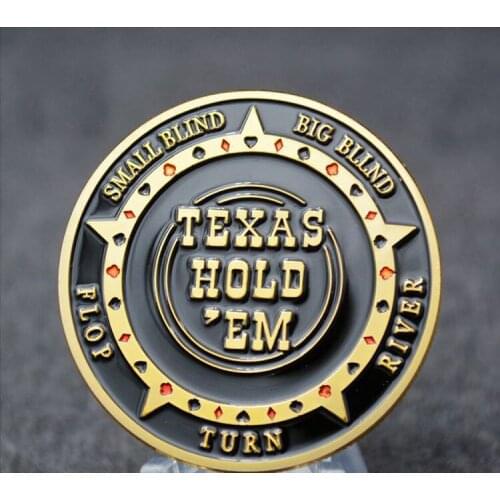 Casino Poker Chips Gold Plated Commemorative Coins "TEXAS HOLD ‘EM" Poker Card Guard Souvenir Gifts With Coin Capsule
