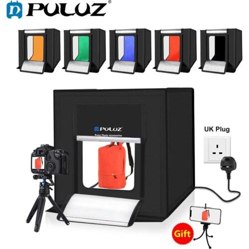 PULUZ Photo Studio 60cm Foldable Portable 2 White Light Photo Lightbox Studio Shooting Tent Box+3 Backgrounds Tabletop Shooting